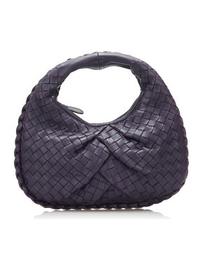 Purple Intrecciato Pleated Mini Veneta Hobo Bag