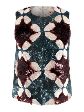 Marni Green and Red Sequin Embellished Top