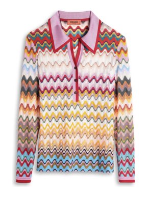 Missoni Zig Zag Knit Long Sleeved Polo