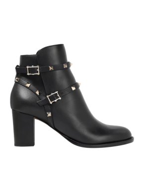 Valentino Garavani Black Leather Rockstud Ankle Boots