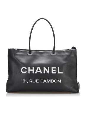Chanel Essential Logo Printed Leather Tote