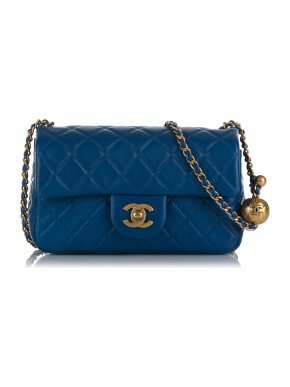 Chanel Blue Quilted Leather Pearl Crush Flap Bag