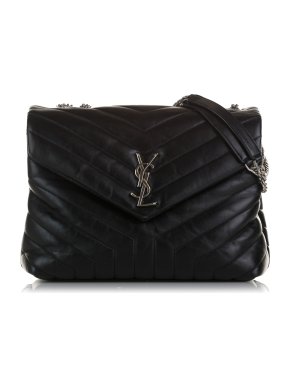 Saint Laurent Black Leather Medium LouLou Shoulder Bag