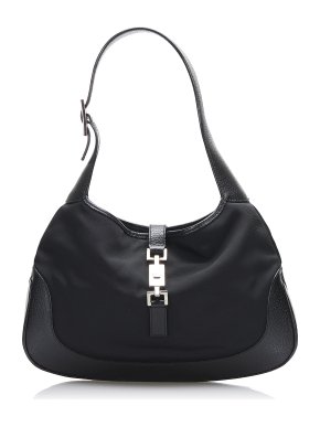 Gucci Black Canvas & Leather Jackie Shoulder Bag