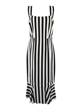 Dolce & Gabbana Black and White Striped Midi Dress