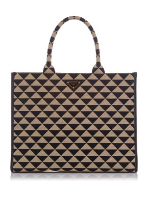 Prada Symbole Triangle Embroidered Tote Bag