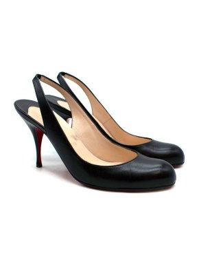 Christian Louboutin Black Leather Fifi Sling 85mm Pumps
