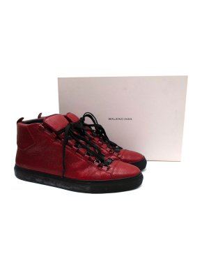 Balenciaga Red Leather Arena High-top Sneakers