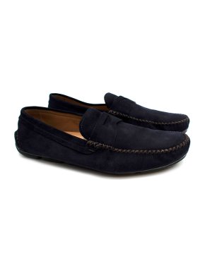 Giorgio Armani Navy Suede Driving Loafers