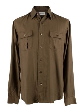 Saint Laurent Khaki Utility Pocket Long Sleeved Shirt