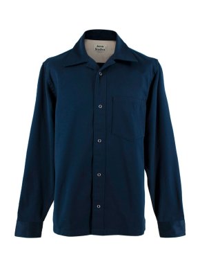 Acne Navy Cotton Twill Long Sleeved Shirt