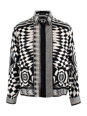 Versace Black & White Silk Printed Shirt