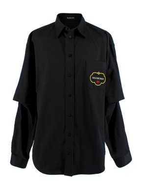 Balenciaga Oversized Logo-Appliquéd Cotton-Blend Twill Shirt