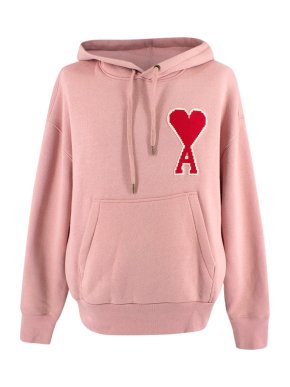 Ami Pink Heart Logo Patch Hoodie