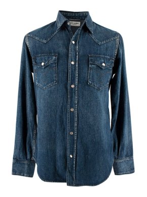 Saint Laurent Blue Denim Western Shirt
