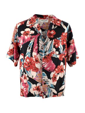 Saint Laurent Floral Printed Short Sleeved Shirt