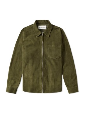 Our Legacy Green Suede Zip Up Shirt