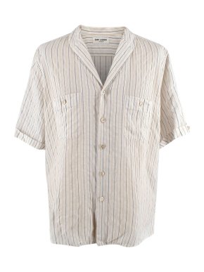 Saint Laurent White Striped Short Sleeved Shirt