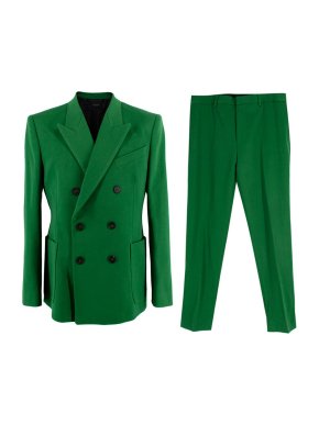 Givenchy Green Wool Double Breasted Trouser Suit