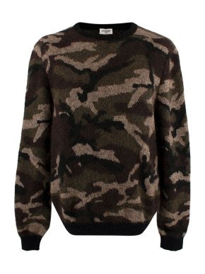 Saint Laurent Camouflage Patterned Mohair Jumper