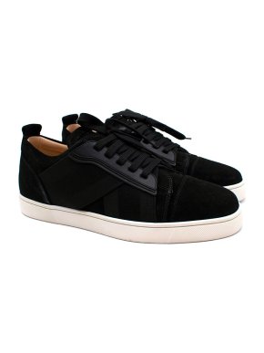 Christian Louboutin Black Suede and Leather Elastikid Sneakers