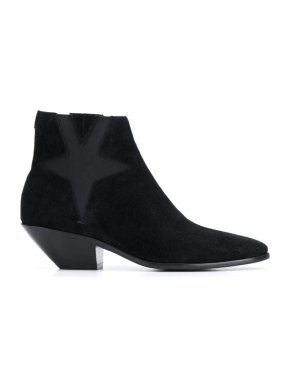 Saint Laurent Black Suede West Star Chelsea Boots