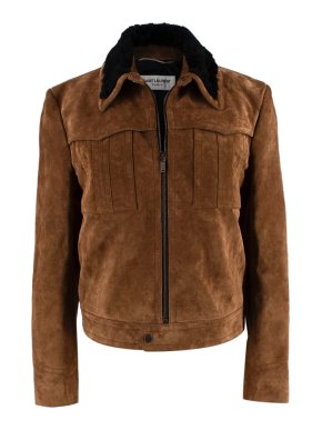 Saint Laurent Brown Suede & Shearling Trucker Jacket