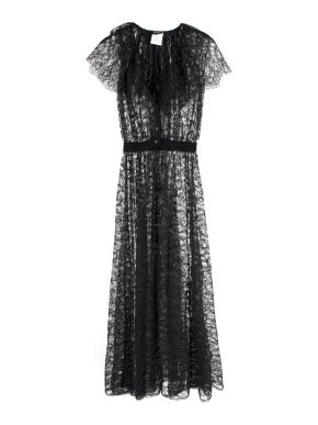 Chanel Vintage Runway Black Lace Frilled Robe