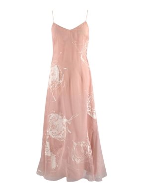Dior Pink Abstract Rose Print Silk Dress