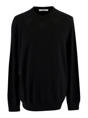 Givenchy Black Wool Knit Star Jumper