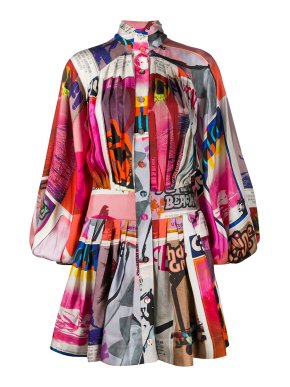 Zimmermann Wavelength Poster Print Silk Mini Dress