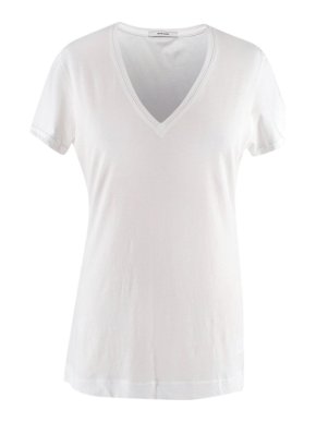 Adam Lippes White Cotton V-neck  T-shirt