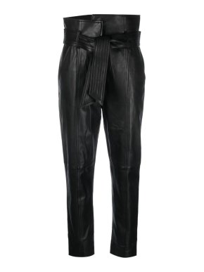 Veronica Beard Black Izera Leather Pants
