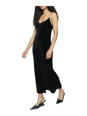 Reformation Black Velvet Chain Dress