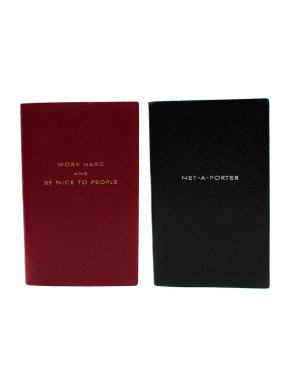 Smythson Burgundy Work Hard & Net-A-Porter Notebook Set