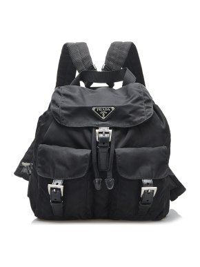 Prada Black Tessuto  Multi Pocket Backpack