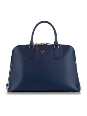 Prada Blue Saffiano Lux Promenade Top Handle Bag