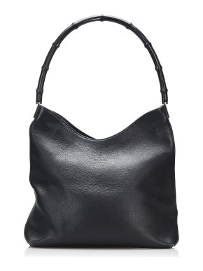 Gucci Bamboo Black Leather Hobo Bag