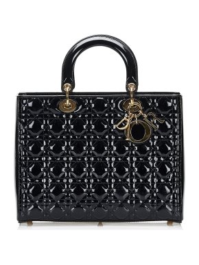 Patent Cannage Large Lady Dior Top Handle Bag