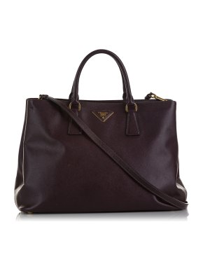 Prada Burgundy Saffiano Cuir Twin Tote Bag