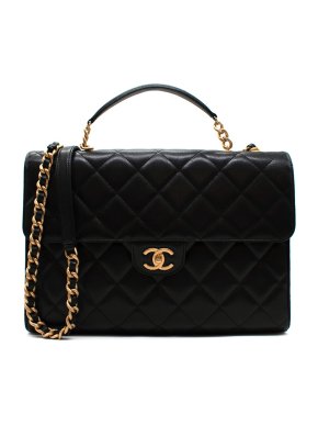 Chanel Lambskin Quilted Jumbo Top Handle Satchel