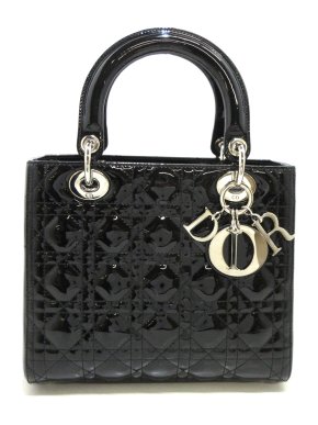 Patent Cannage Medium Lady Dior Top Handle Bag