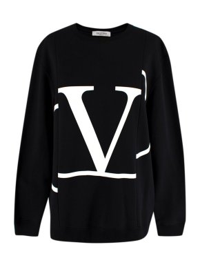 Valentino Garavani Black Cotton VLogo Sweatshirt