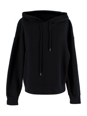 Burberry Logo Embroidered Hood Black Cotton Jumper