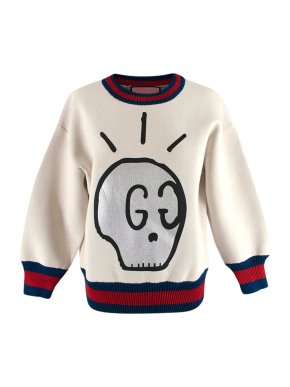 Gucci GG Ghost Graphic Web Trimmed Jumper