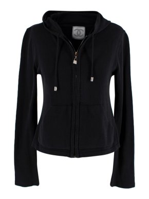 Chanel Sport Line CC Motif Black Cotton Knit Hoodie