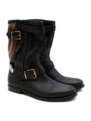 Burberry Black Leather Granville Boots