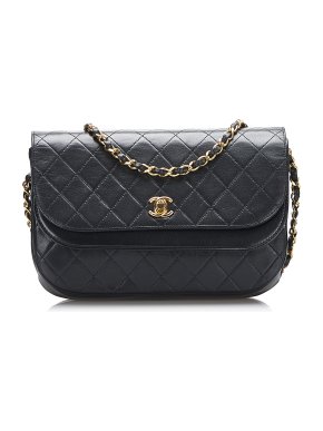Chanel Lambskin Quilted Half Moon Flap Bag