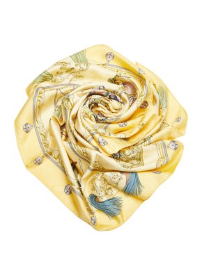 Hermes Plumes et Grelots Printed Silk Scarf