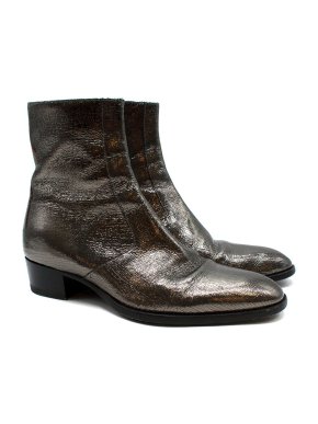 Saint Laurent Wyatt Metallic Full Grain Leather Boots